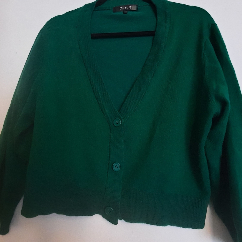Mak cropped sweater emerald green 3x